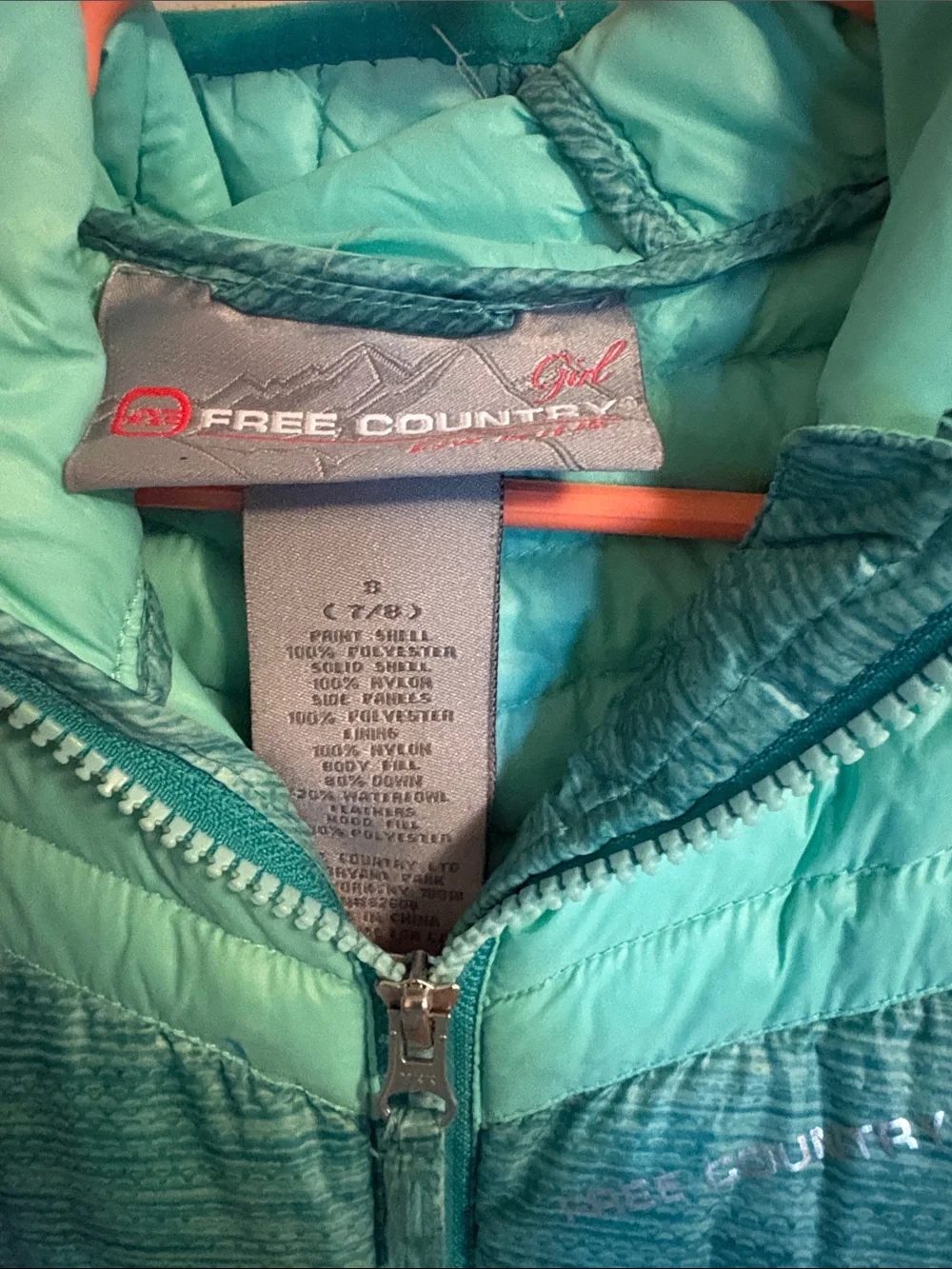 Free Country Mint and Lavender Quilted Hooded Vests Bundle of Two